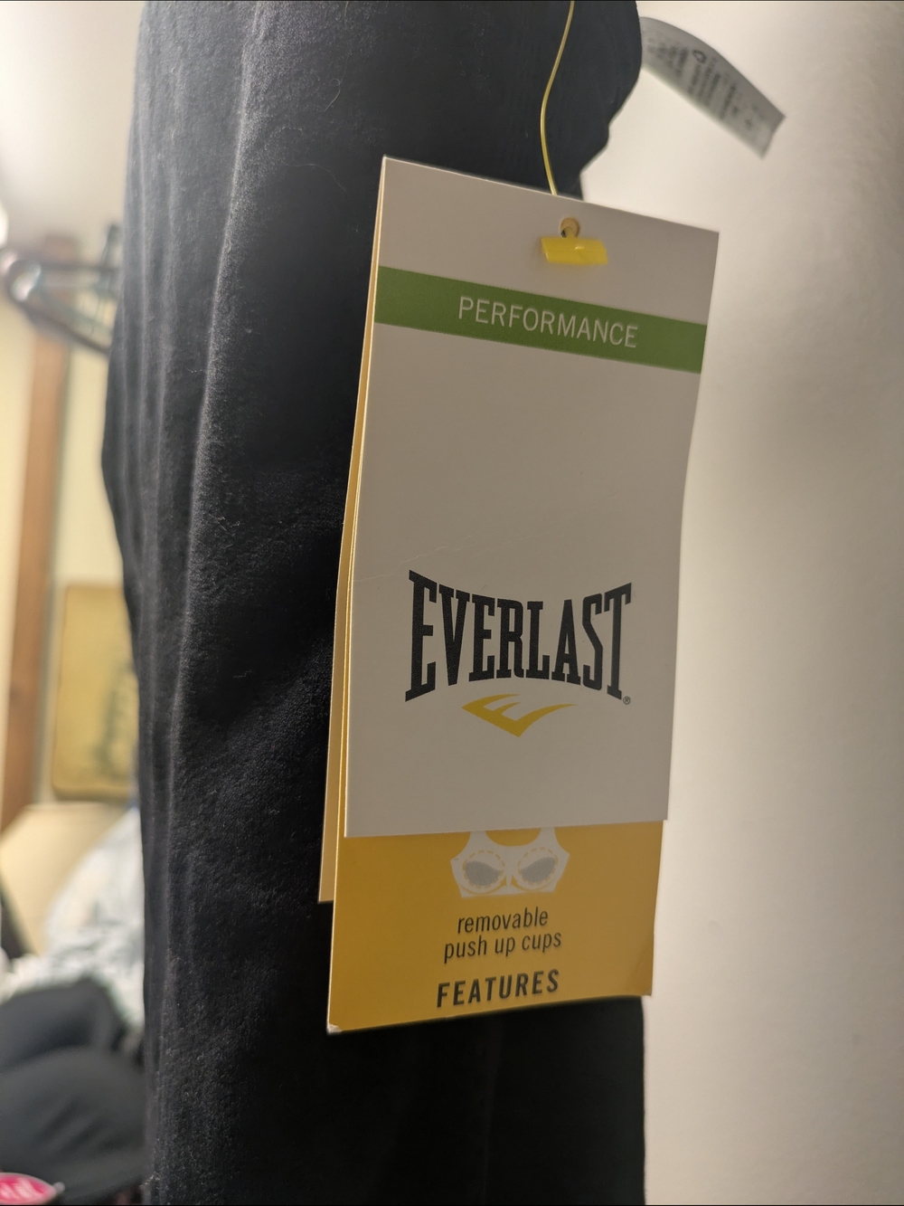 LG Everlast Black Textured Scoop Neck Athletic Push Up Tank Remove Cups Wicking - Picture 4 of 8